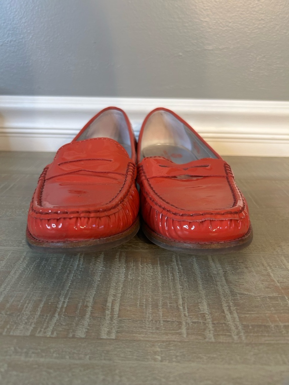 Marc Joseph New York East Village Red Patent Leather Penny Loafers, Size 9.5 - Picture 7 of 12